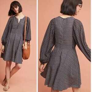 Maeve x Anthropologie Nilaya Black Dot Print Peasant Dress 37172